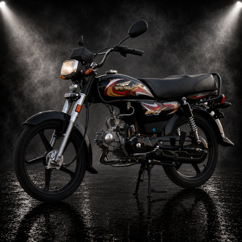 Super Power SP 70cc Premium Self Start Black Alloy Rim