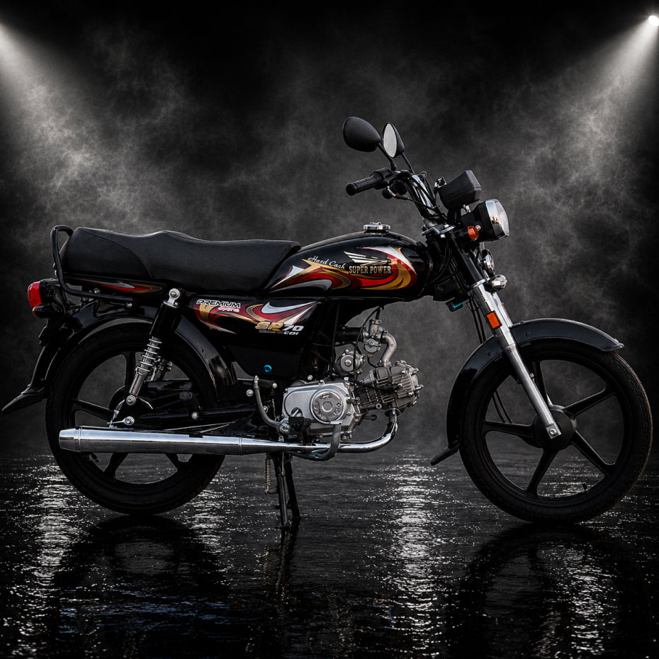 Super Power SP 70cc Premium Self Start Black Alloy Rim